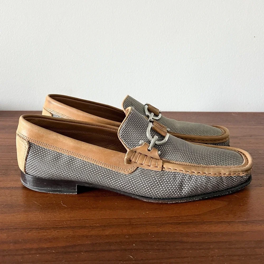 Donald J Pliner Dacio Leather Bit Loafers Slip-On Men's Size 11 Brown Italy